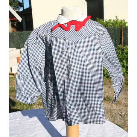 blouse vintage vichy bleu marine nylon ANIK 2 ans