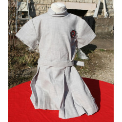 robe rétro vintage gris clair tergal plis neuve 3/4 ans