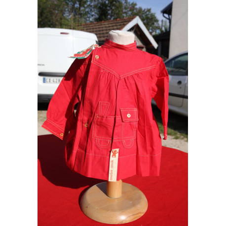 petite blouse rouge vintage neuve pour enfant ou poupée 18 mois