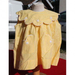 petite robe jaune coton vintage neuve pour enfant ou poupée 18 mois