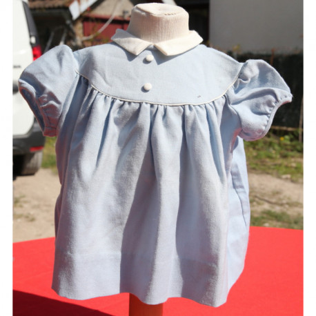 petite robe bleu vintage neuve 1 an poupée ou enfant