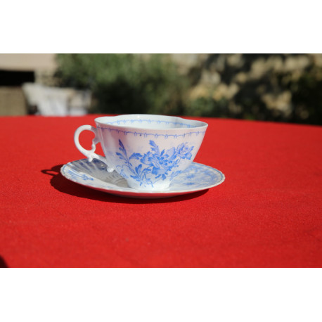 tasse et sous tasse a thé sarreguemines décor bleu - DoubsOccase