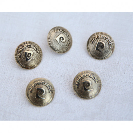 5 boutons pierre CARDIN dorés vintage neufs