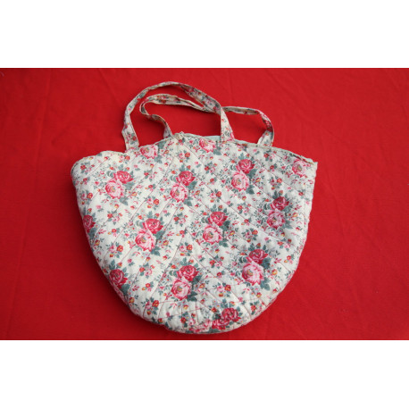 sac toile décor floral ancien pour ouvrage