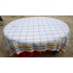 Nappe ancienne écosaisse bleu jaune blanc métis 144x220