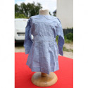 belle petite blouse bleu et blanc vintage coton 2 ans