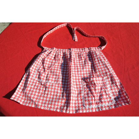 tablier vintage coton rouge et blanc neuf taille S