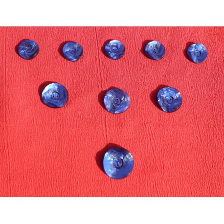 lot de 9 boutons vintage bleus différents diamètre neufs