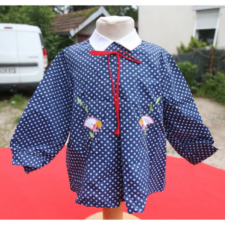 petite blouse vintage nylon enfant ou poupée neuve à pois 1 an