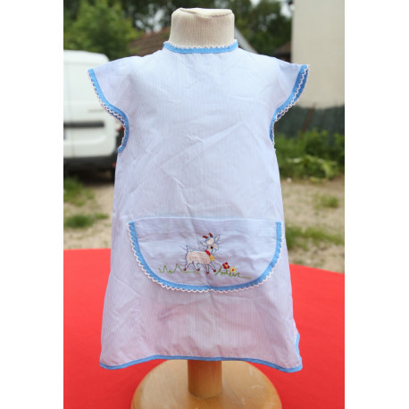 petite robe vintage nylon enfant ou poupée neuve bleu chèvre 18 mois