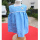 petite robe vintage nylon bleue bateaux  enfant ou poupée neuve 18 mois