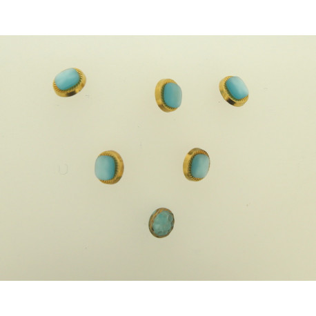 6 boutons dorés et turquoises 5 identiques 1 différent vintage raffinés