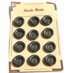 Boutons anciens marron plaque de 12, neuf