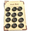 Boutons anciens marron plaque de 12, neuf