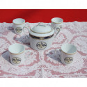 4 tasses et sucrier LIMOGES porcelaine DESHOULIERES ambroise