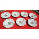 7 assiettes creuses LUNEVILLE K  G réverbère décor de fleurs différentes