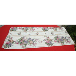 grand rideau tissu ameublement fleuri ancien 176 x 460 cm