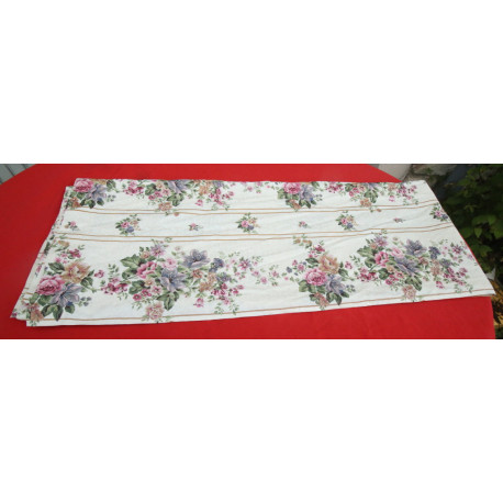 grand rideau tissu ameublement fleuri ancien 176 x 460 cm