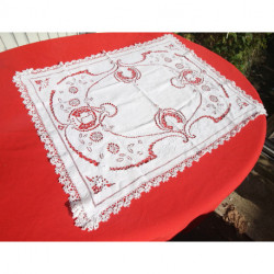 belle nappe broderie richelieu ou renaissance ancienne bord dentelle