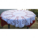 Belle nappe ronde broderie richelieu blanche ancienne diametre 170 cm