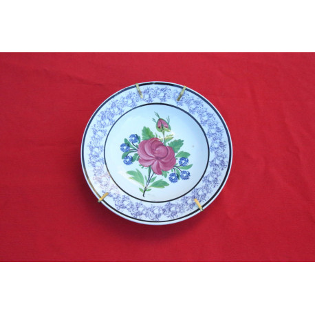 rare assiette creuse LUNEVILLE décor de fleurs ancienne