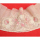 bande de broderie sur tulle décor de fleurs roses fine neuve